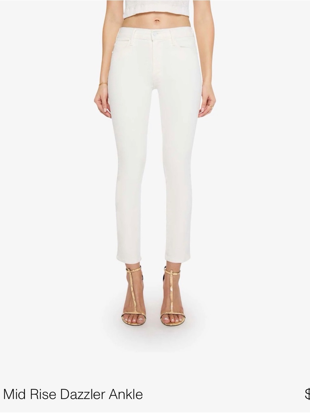 MOTHER The Mid Rise Dazzler Ankle White Jeans Size 29